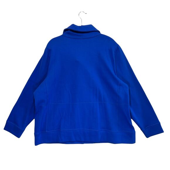 T By Talbots Asymmetric Zip Jacket NWT Womens Sz 3X Cobalt Blue High Neck Fleece - Picture 2 of 6